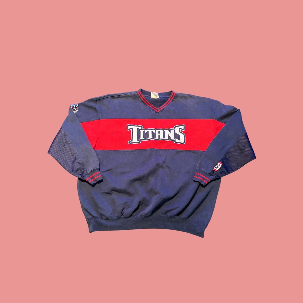 Vintage Tennessee Titans NFL Sweatshirt Mens XL Navy Red Colorblock VF Imagewear